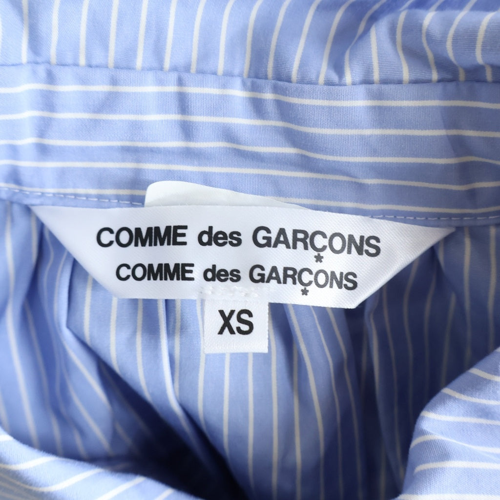 COMME des GARCONS COMME des GARCONS(コムデギャルソンコムデギャルソン) ストライプ柄 ラウンドカラー フリル フロントポケット 長袖シャツ ブルー レディース RC-B007 AD2008