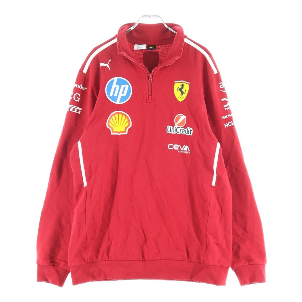 PUMA(プーマ) Scuderia Ferrari Team Half Zip Motorsport Jacket フェラーリ ハーフジップ 長袖スウェット ジャケット レッド 763942-01