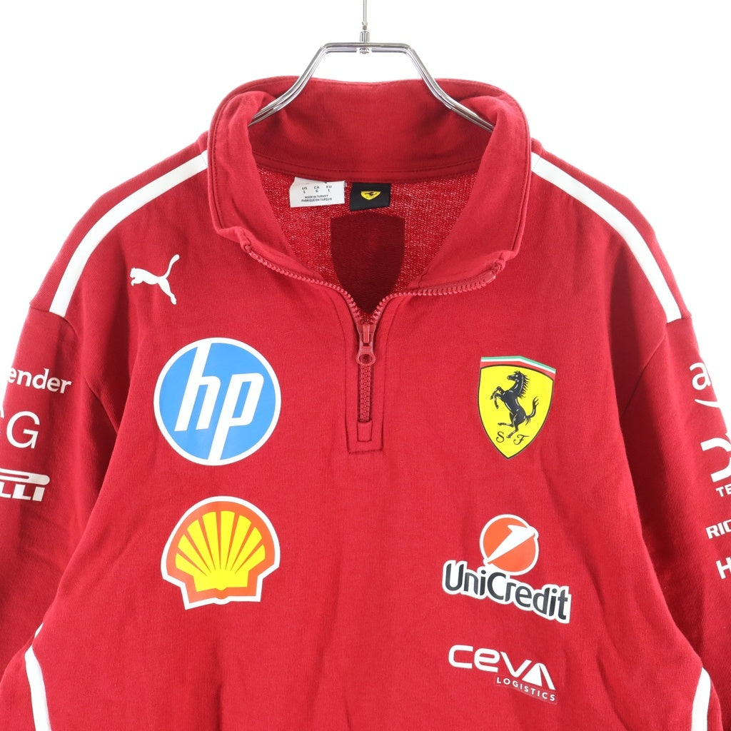 PUMA(プーマ) Scuderia Ferrari Team Half Zip Motorsport Jacket フェラーリ ハーフジップ 長袖スウェット ジャケット レッド 763942-01