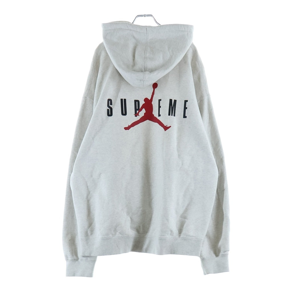 SUPREME(シュプリーム) 24SS ×NIKE Jordan Hooded Sweatshirt ナイキ ジョーダン プリントロゴ スウェットフーデッドシャツ プルオーバーパーカー グレー HF0836-051