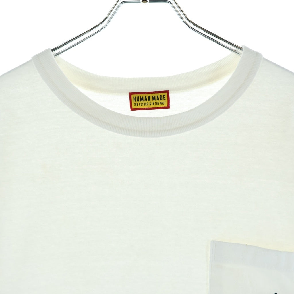 HUMAN MADE(ヒューマンメイド) ハートロゴ刺繍 1ポケット クルーネック 半袖Tシャツ カットソー ホワイト