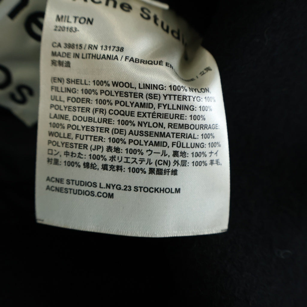 Acne Studios(アクネ ストゥディオズ) ジップアップ ウール フーディー コート ブラック MILTON 220163