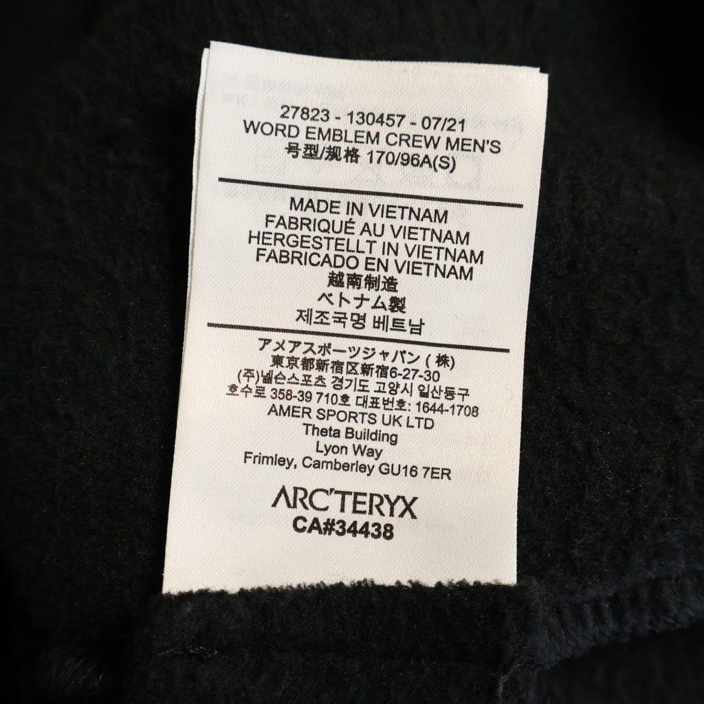 ARC'TERYX(アークテリクス) WORD EMBLEM CREW 27823-130457 ワードエンブレムクルー ロゴエンブロイダリー 裏起毛 クルーネックスウェットシャツ トレーナー ブラック