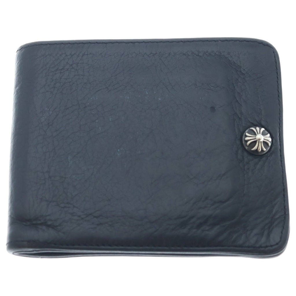 CHROME HEARTS(クロムハーツ) 1SNAP 1スナップ クロス ボールボタン レザーウォレット 財布 ブラック