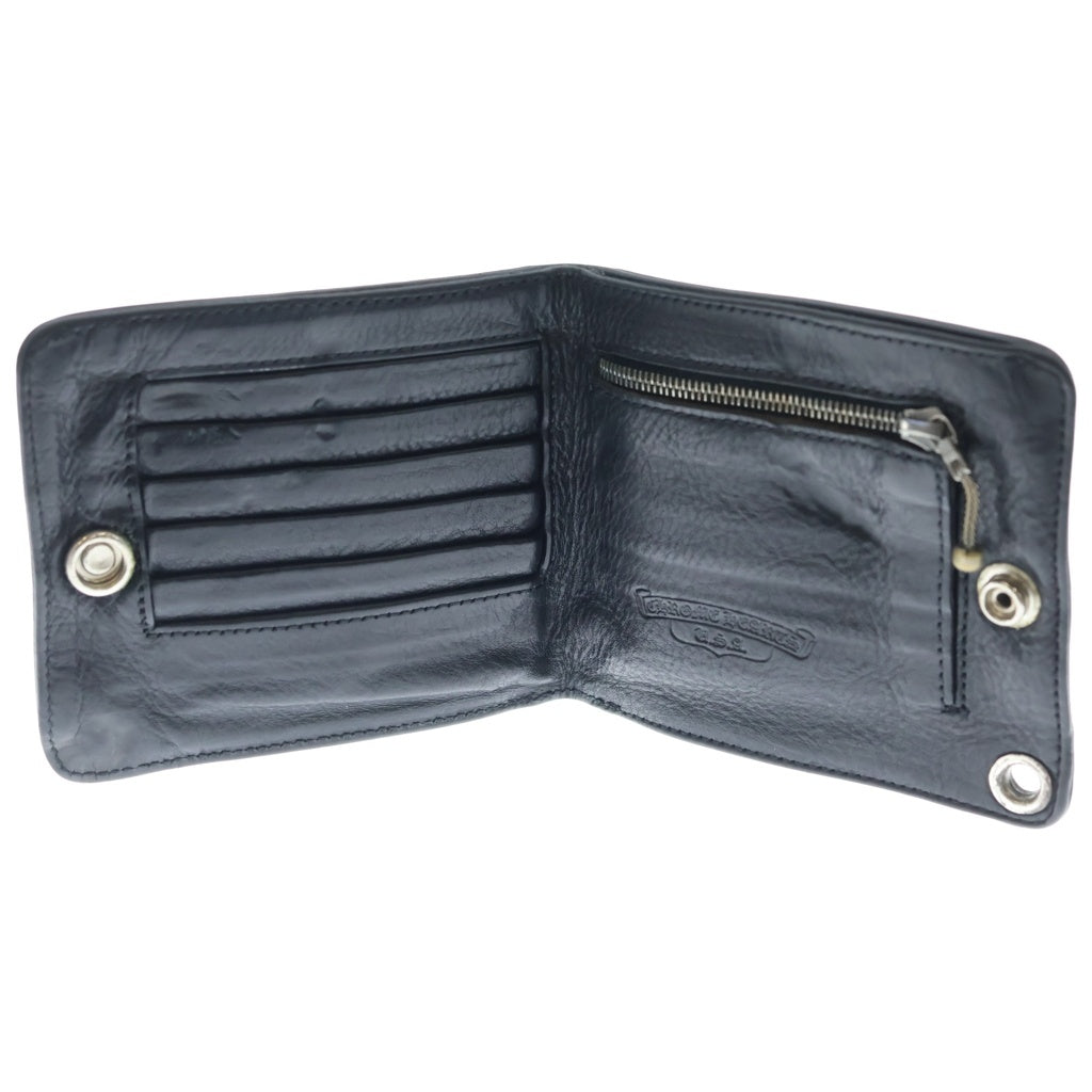 CHROME HEARTS(クロムハーツ) 1SNAP 1スナップ クロス ボールボタン レザーウォレット 財布 ブラック