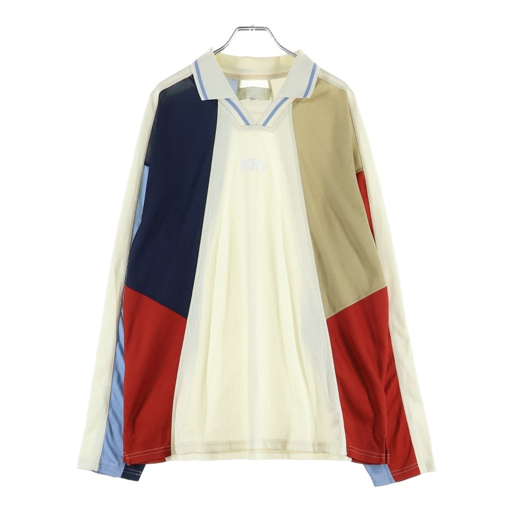 KITH(キス) Panel Design L/S Tee KHM031911 パネルデザインフロント ラバーロゴ Vネック 長袖Tシャツ マルチ