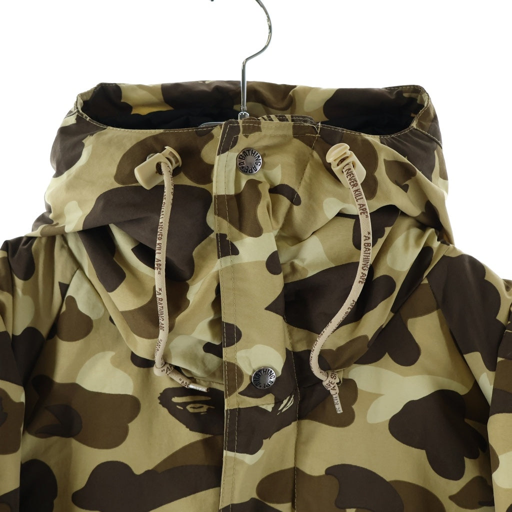 BAPE BY A BATHING APE(ベイプ ア ベイシング エイプ) CAMO DOWN JACKET カモフラ柄 フーディー ナイロン ダウンジャケット ベージュ/ブラウン