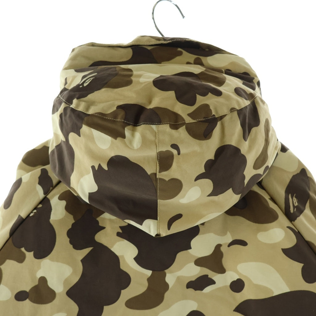 BAPE BY A BATHING APE(ベイプ ア ベイシング エイプ) CAMO DOWN JACKET カモフラ柄 フーディー ナイロン ダウンジャケット ベージュ/ブラウン