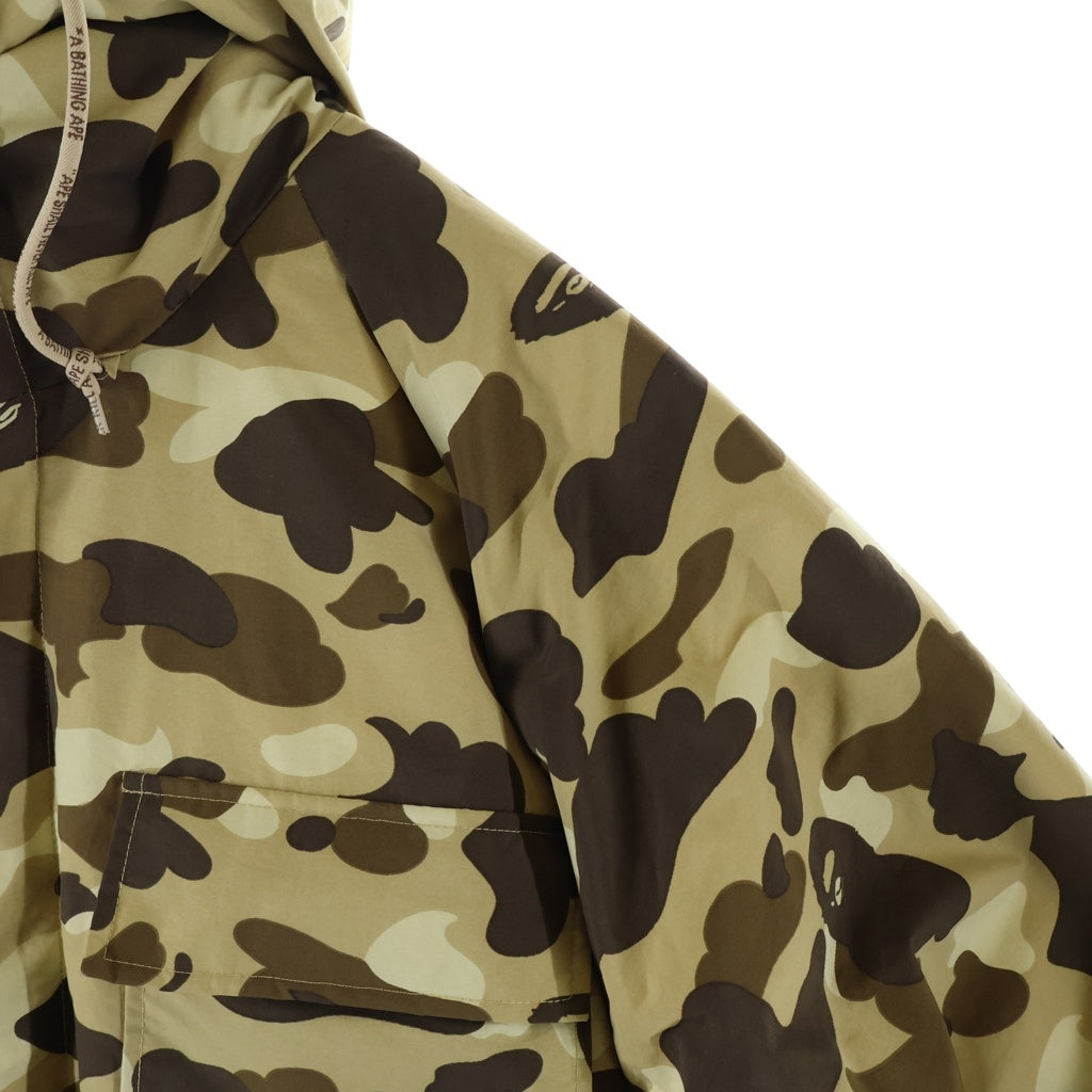 BAPE BY A BATHING APE(ベイプ ア ベイシング エイプ) CAMO DOWN JACKET カモフラ柄 フーディー ナイロン ダウンジャケット ベージュ/ブラウン