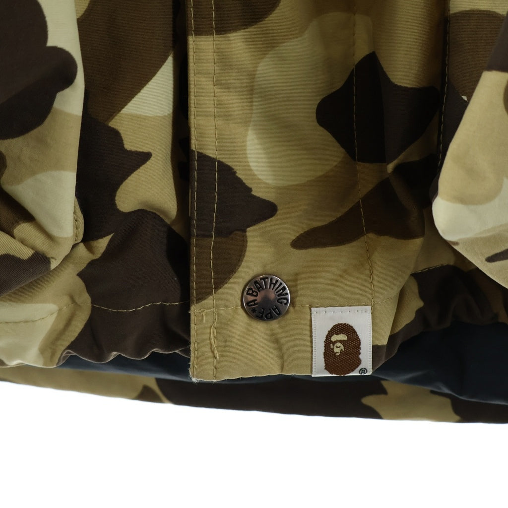BAPE BY A BATHING APE(ベイプ ア ベイシング エイプ) CAMO DOWN JACKET カモフラ柄 フーディー ナイロン ダウンジャケット ベージュ/ブラウン