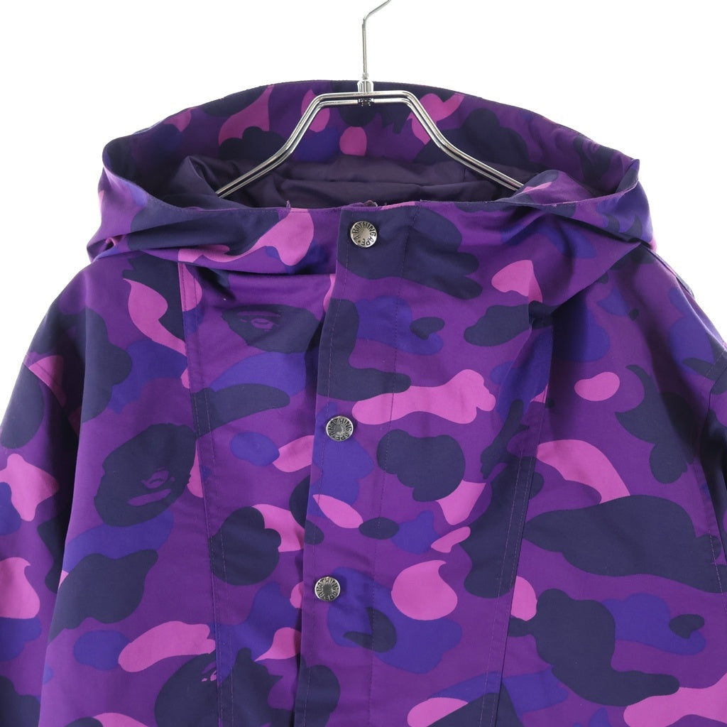 A BATHING APE(アベイシングエイプ) CAMO MOUNTAIN HOODIE カモフラ柄 ハーフジップ フーディー アノラックパーカー パープル 001LJC801010X