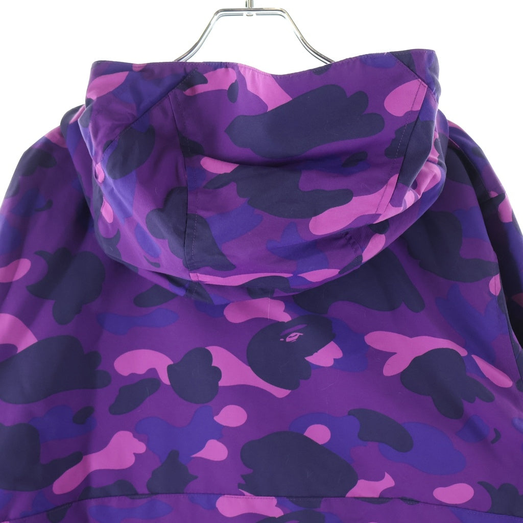 A BATHING APE(アベイシングエイプ) CAMO MOUNTAIN HOODIE カモフラ柄 ハーフジップ フーディー アノラックパーカー パープル 001LJC801010X
