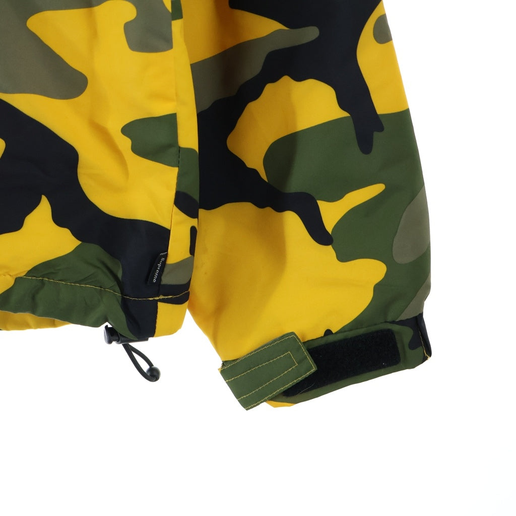SUPREME(シュプリーム) 17AW Hooded Logo Half Zip Pullover カモフラ柄 フーディー ナイロン アノラックパーカー イエロー/カーキ