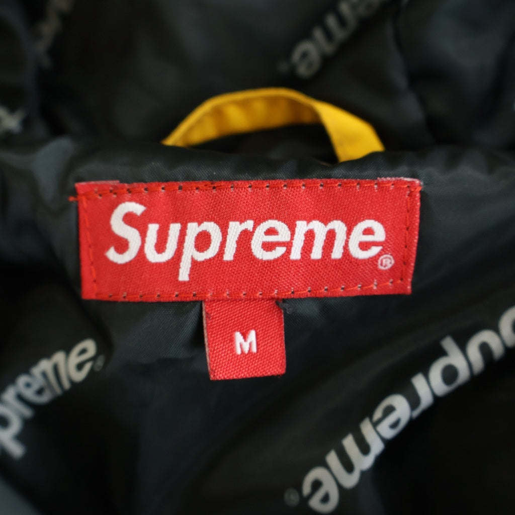 SUPREME(シュプリーム) 17AW Hooded Logo Half Zip Pullover カモフラ柄 フーディー ナイロン アノラックパーカー イエロー/カーキ