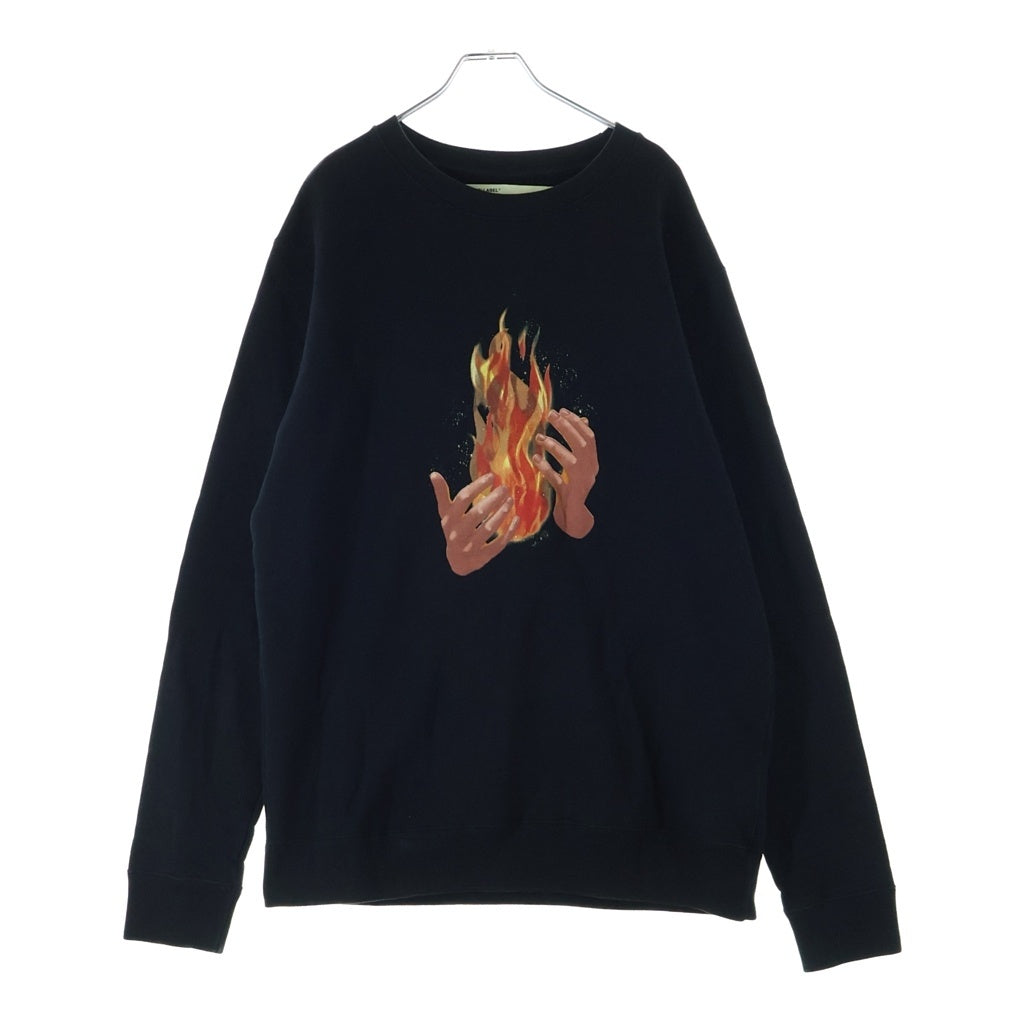OFF-WHITE(オフホワイト) 18SS Diag Fire Crewneck ファイヤープリント クルーネック 長袖スウェット トレーナー ブラック OMBA003S18192078
