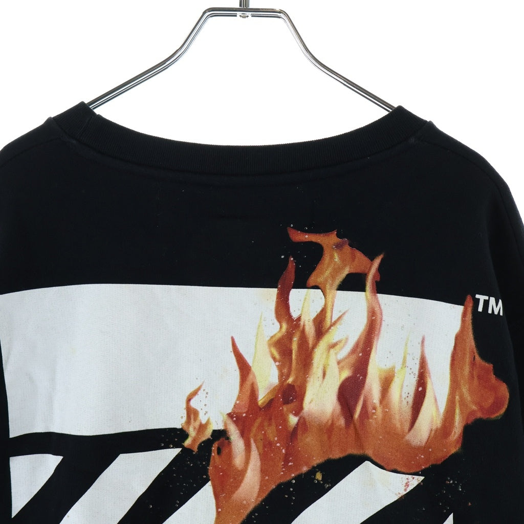 OFF-WHITE(オフホワイト) 18SS Diag Fire Crewneck ファイヤープリント クルーネック 長袖スウェット トレーナー ブラック OMBA003S18192078