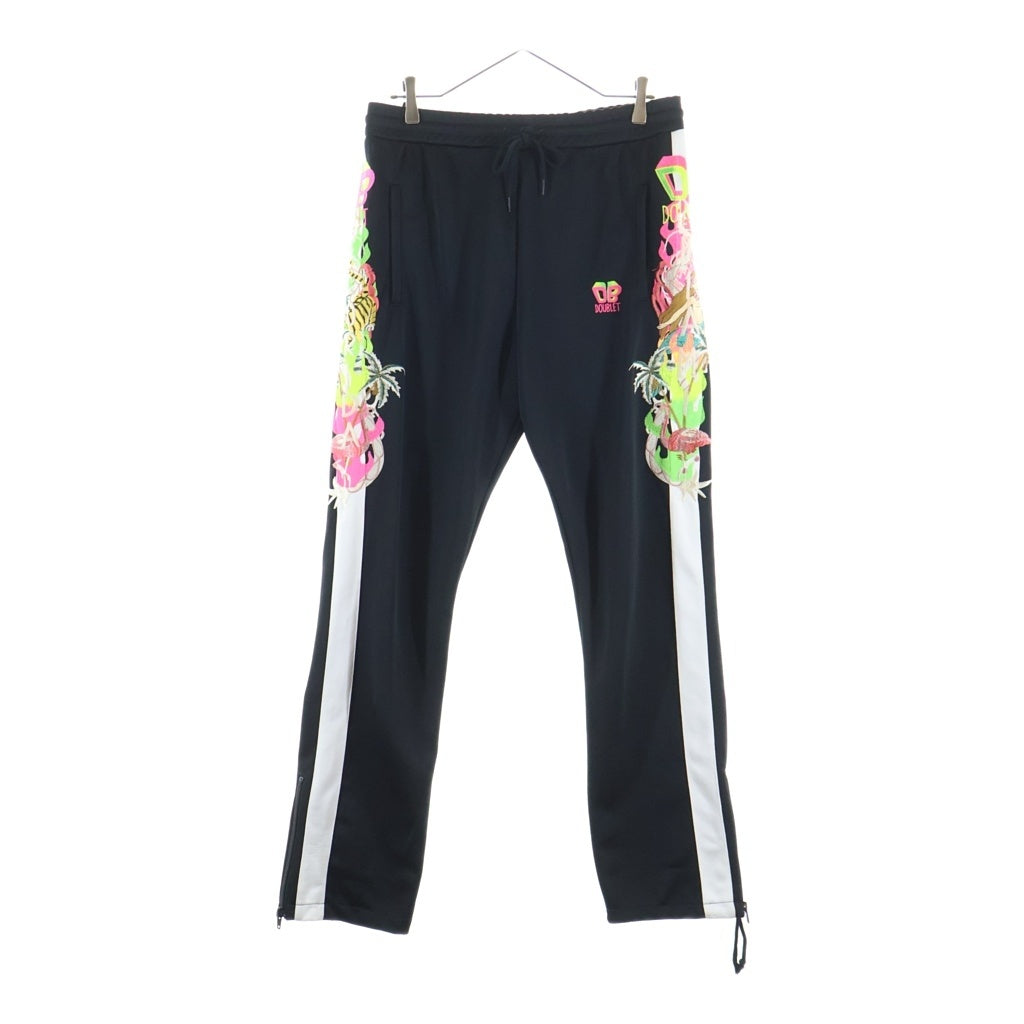 doublet(ダブレット) 19SS CHAOS EMBROIDERY TRACK PANTS カオスエンブロイダリー サイドライン トラックパンツ ブラック 19SS08PT92