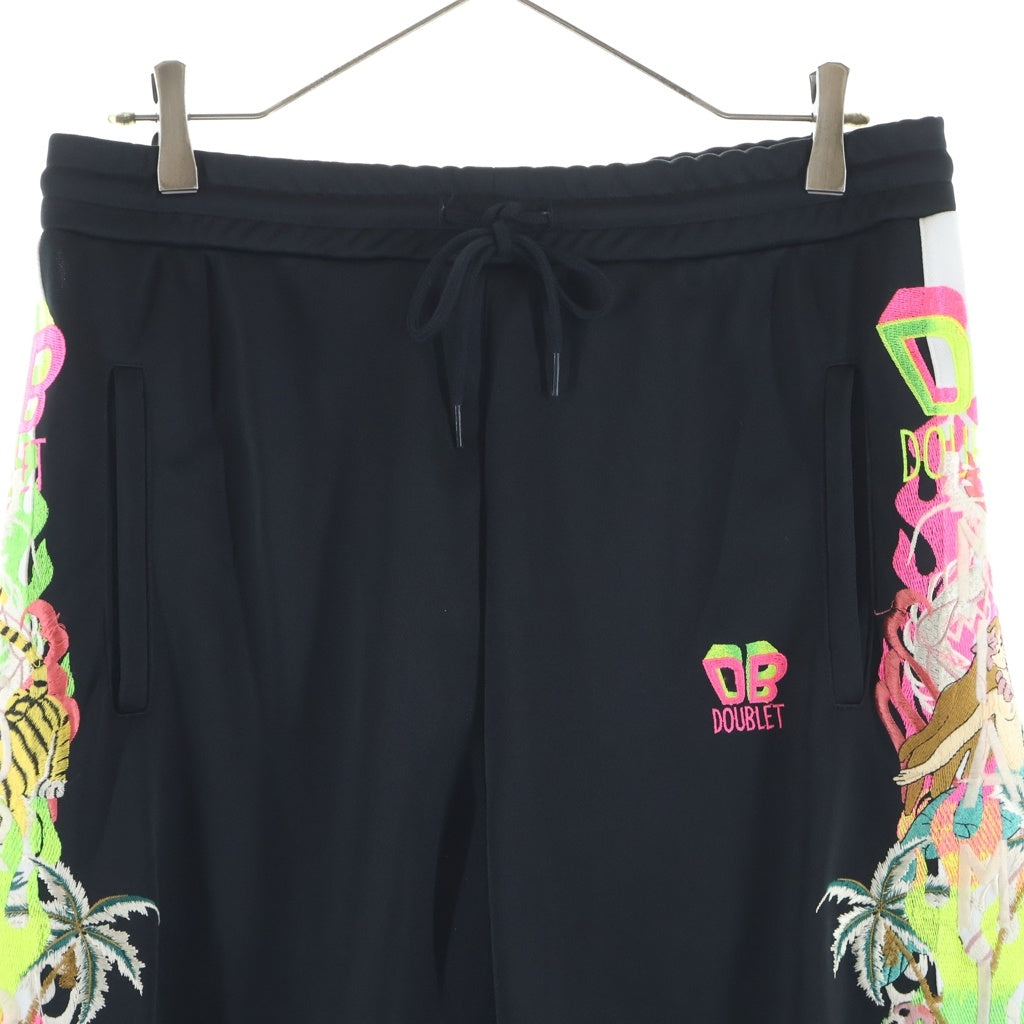 doublet(ダブレット) 19SS CHAOS EMBROIDERY TRACK PANTS カオスエンブロイダリー サイドライン トラックパンツ ブラック 19SS08PT92