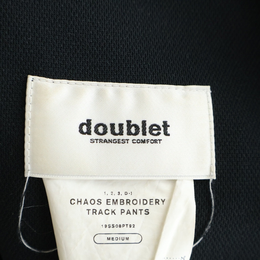 doublet(ダブレット) 19SS CHAOS EMBROIDERY TRACK PANTS カオスエンブロイダリー サイドライン トラックパンツ ブラック 19SS08PT92