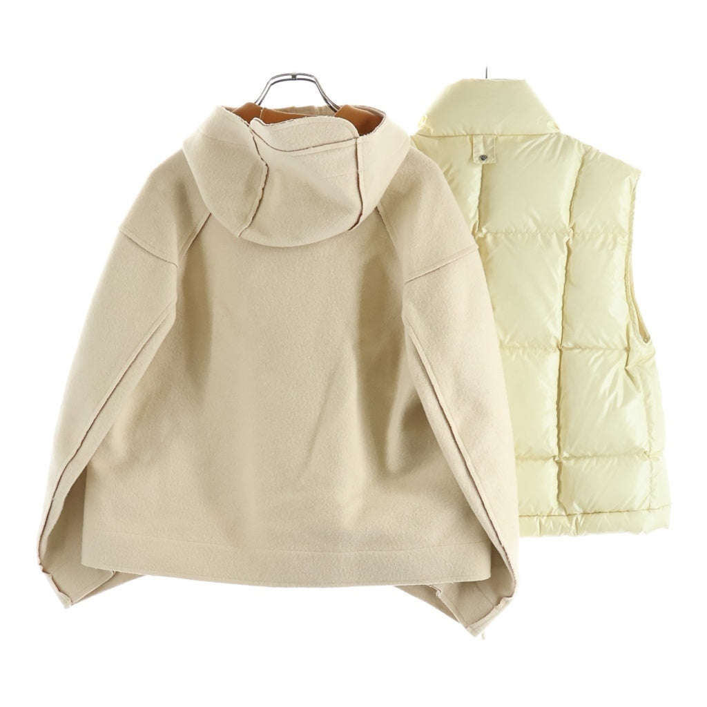 MONCLER(モンクレール) ARALIA GIUBBOTTO アラリア ジュボット ダウンベスト付 ジップアップ ウールジャケット レディース アイボリー I20931A00082_A_5971H/I20931A00082_B_5971H