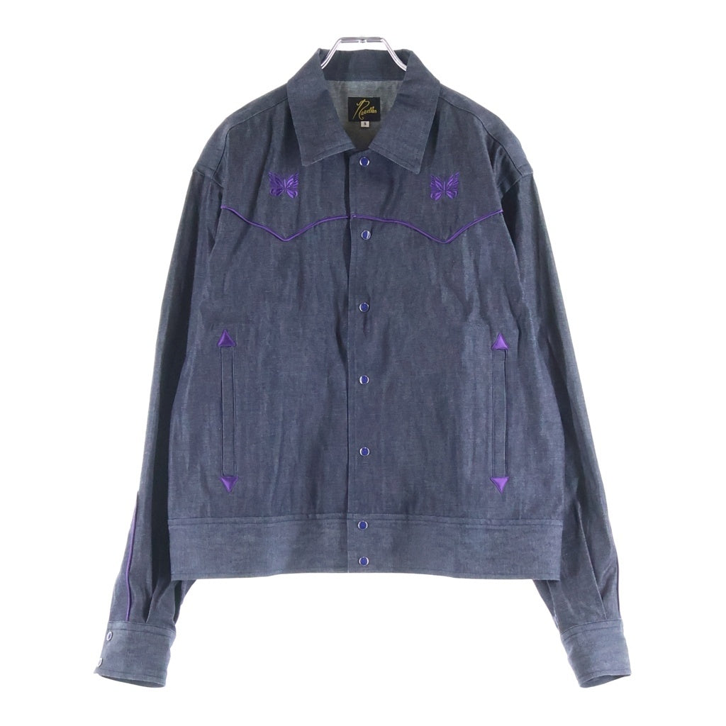 Needles(ニードルス) Piping Cowboy Jacket ナノユニバース別注 フロントロゴ刺繍 パイピング カウボーイジャケット インディゴ/パープル PU1567