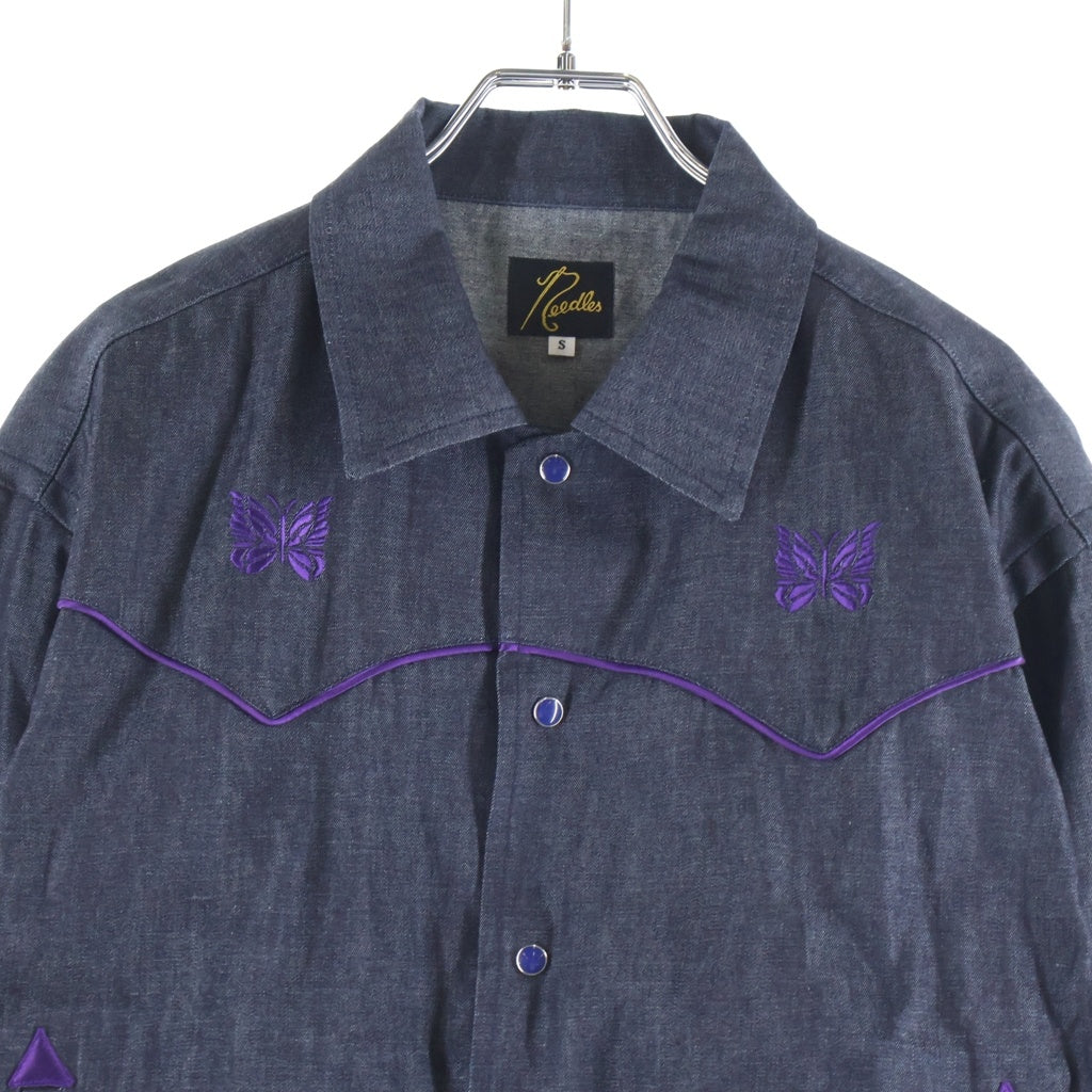 Needles(ニードルス) Piping Cowboy Jacket ナノユニバース別注 フロントロゴ刺繍 パイピング カウボーイジャケット インディゴ/パープル PU1567