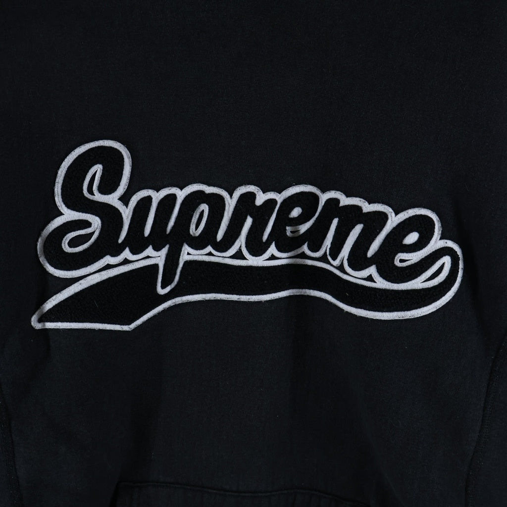 SUPREME(シュプリーム) 15AW Chenille Script Hooded Sweatshirt シェニール スクリプト プルオーバースウェットパーカー フーディ ブラック