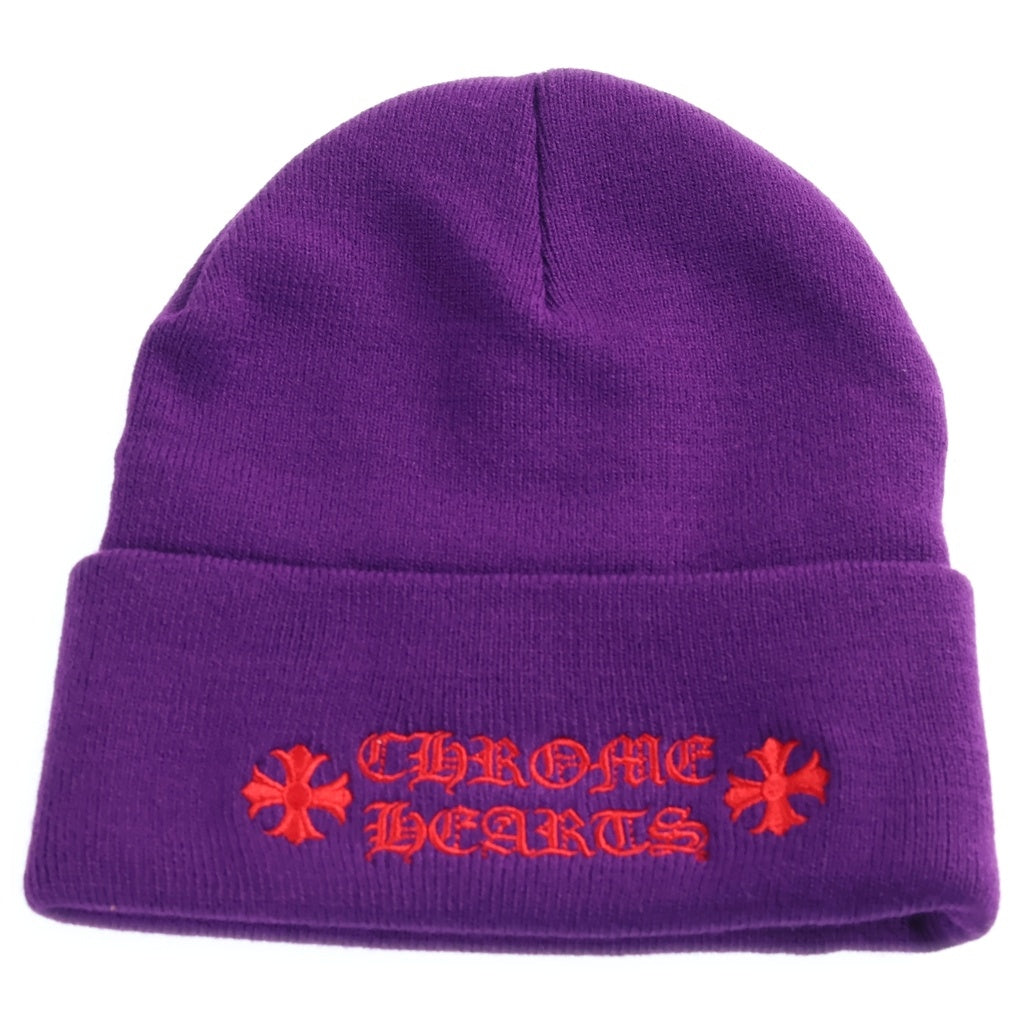 CHROME HEARTS(クロムハーツ) WOOL WATCH CAP CH PLUS クロス刺繍 ビーニー ニット帽 帽子 パープル