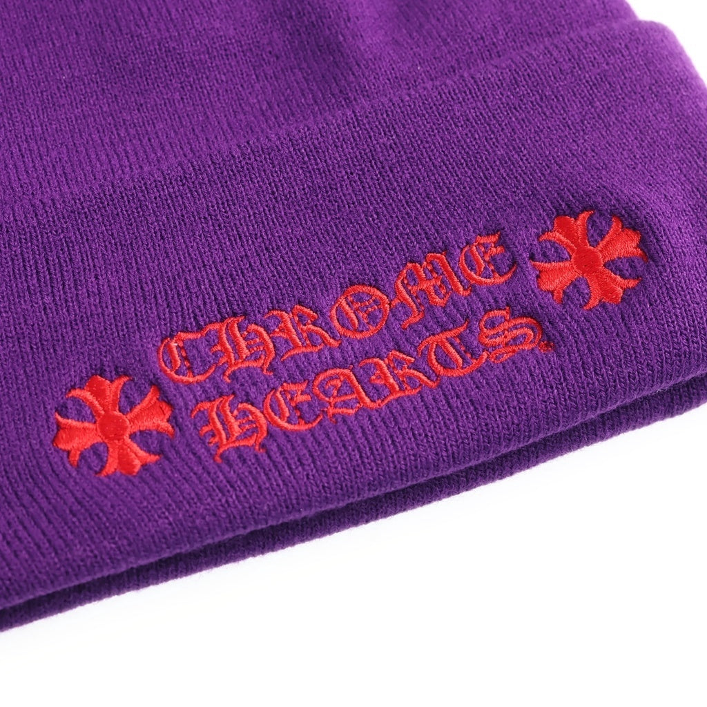 CHROME HEARTS(クロムハーツ) WOOL WATCH CAP CH PLUS クロス刺繍 ビーニー ニット帽 帽子 パープル