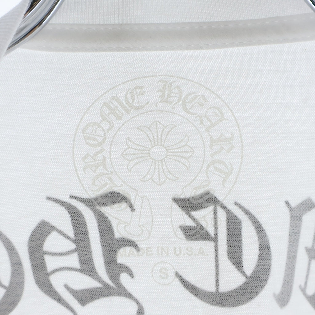 CHROME HEARTS(クロムハーツ) BACK ARCH LOGO SCROLL RABEL USA PRINT バックアーチロゴ スクロールラベル プリント ロングスリーブ 長袖Tシャツ ホワイト