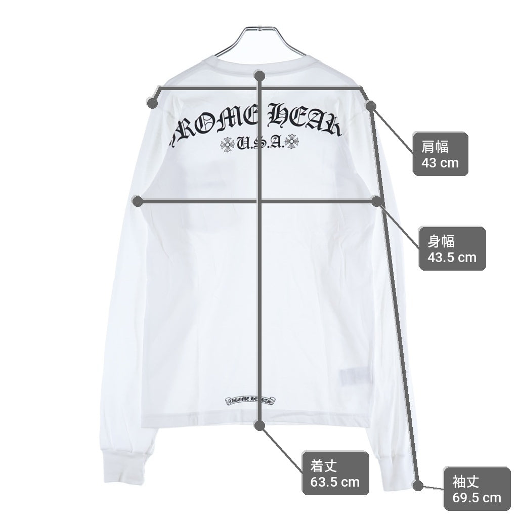 CHROME HEARTS(クロムハーツ) BACK ARCH LOGO SCROLL RABEL USA PRINT バックアーチロゴ スクロールラベル プリント ロングスリーブ 長袖Tシャツ ホワイト