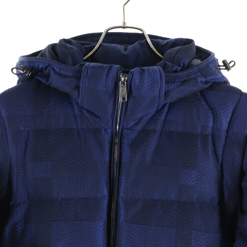 BLACK LABEL CRESTBRIDGE(ブラックレーベルクレストブリッジ) 2WAY チェック柄 フーディー ジップアップ ダウンベスト ジャケット ネイビー 51F15-225-24