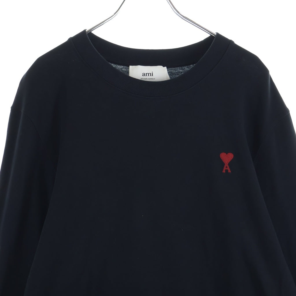 AMI Alexandre Mattiussi(アミアレクサンドルマテュッシ) HEART LOGO L/S TEE フロント ハートロゴ 長袖Tシャツ ブラック UTS205.726