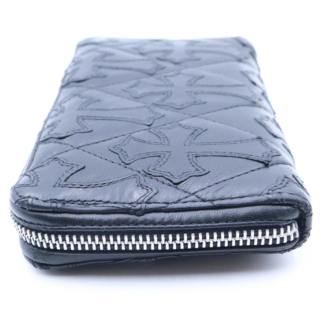CHROME HEARTS(クロムハーツ) REC F ZIP QUILTED WALLET セメタリークロス キルティング レザーウォレット 財布 ブラック