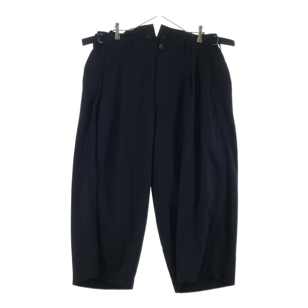 Yohji Yamamoto POUR HOMME(ヨウジヤマモト プールオム) 22AW WOOL GABARDINE TAB DETAIL WIDE PANTS ウールギャバジン サスペンダー付き ワイドパンツ ブラック HE-P28-100
