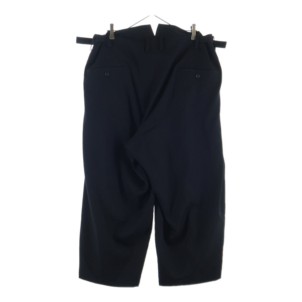 Yohji Yamamoto POUR HOMME(ヨウジヤマモト プールオム) 22AW WOOL GABARDINE TAB DETAIL WIDE PANTS ウールギャバジン サスペンダー付き ワイドパンツ ブラック HE-P28-100