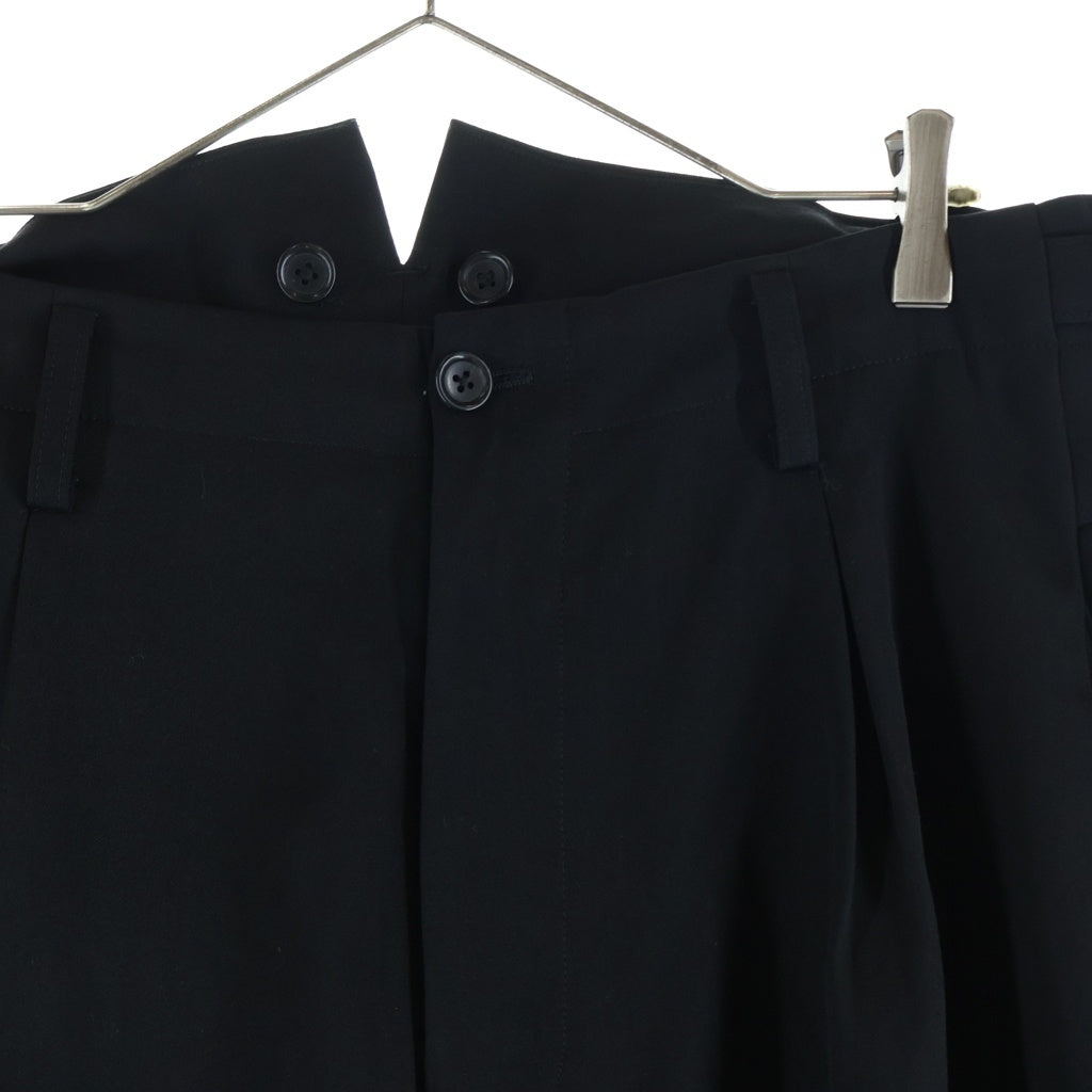 Yohji Yamamoto POUR HOMME(ヨウジヤマモト プールオム) 22AW WOOL GABARDINE TAB DETAIL WIDE PANTS ウールギャバジン サスペンダー付き ワイドパンツ ブラック HE-P28-100