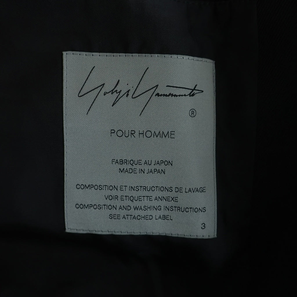 Yohji Yamamoto POUR HOMME(ヨウジヤマモト プールオム) 25AW ARMY GABARDINE 3 BUTTONS JACKE アーミー ギャバジン 3ボタン ロングジャケット ブラック HM-J11-101