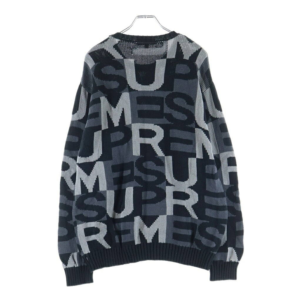 SUPREME(シュプリーム) 18AW Big Letter Sweater ビッグレター クルーネック 長袖ニットセーター ブラック/グレー