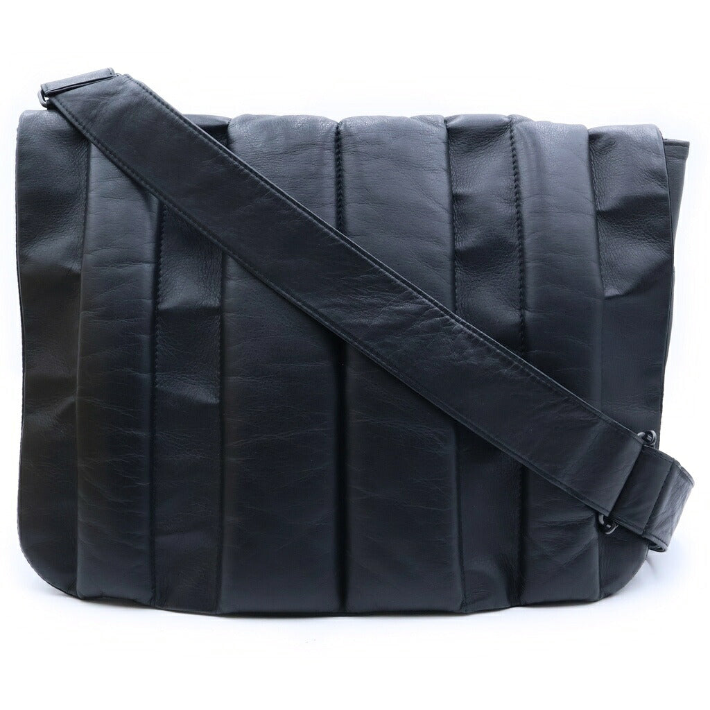 Yohji Yamamoto POUR HOMME(ヨウジヤマモト プールオム) 25AW GARMENT LEATHER PADDED SHOULDER BAG ガーメント レザー パテッド ショルダーバッグ ブラック HL-I05-773