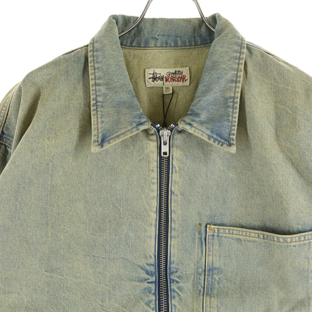 STUSSY(ステューシー) 23SS Denim Zip Work Jacket 115682 ウォッシュ加工 デニムジップアップ ワークジャケット インディゴ
