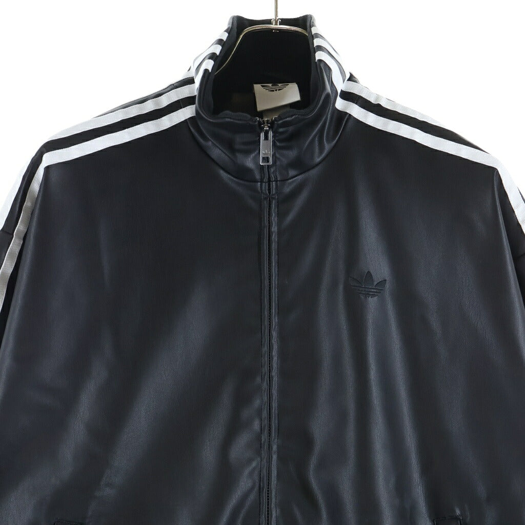 adidas(アディダス) Pleather 3S Track Top KQ5472 プレザー トラックトップ フェイクレザートラックジャケット ブラック