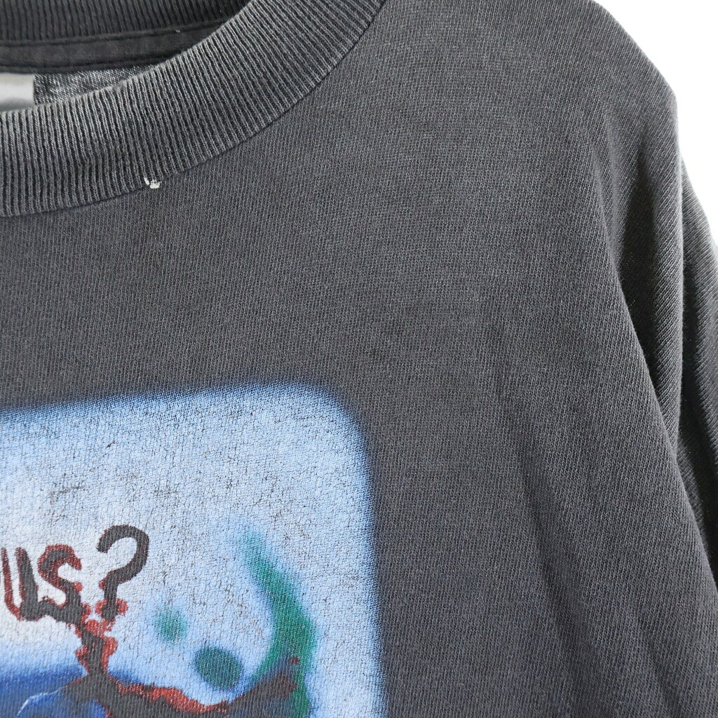 SAINT MICHAEL(セントマイケル) 25SS BTM_SS TEE /LIP ダークナイト ヴィンテージ加工 両面プリント クルーネック 半袖Tシャツ カットソー ブラック SM-HR8-0000-C55
