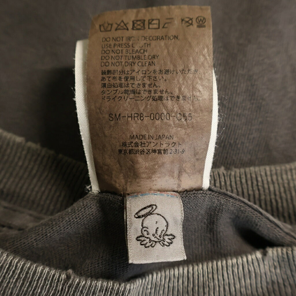 SAINT MICHAEL(セントマイケル) 25SS BTM_SS TEE /LIP ダークナイト ヴィンテージ加工 両面プリント クルーネック 半袖Tシャツ カットソー ブラック SM-HR8-0000-C55
