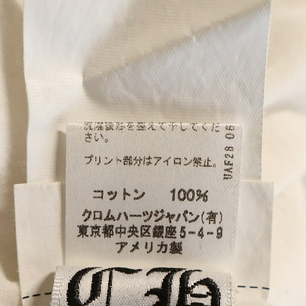 CHROME HEARTS(クロムハーツ) NECK LOGO L/S TEE ネックロゴプリント 袖ロゴ クルーネック長袖Tシャツ カットソー ロンT ホワイト