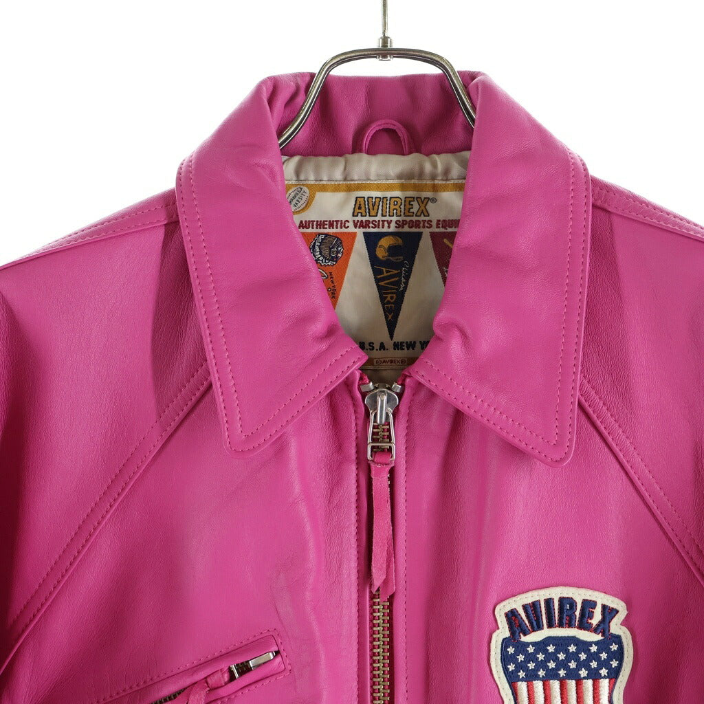 AVIREX(アヴィレックス) LIGHT SIGNATURE VARSITY JACKET 783-4950016 ジップアップ ライト シグネチャー バーシティ ジャケット ピンク