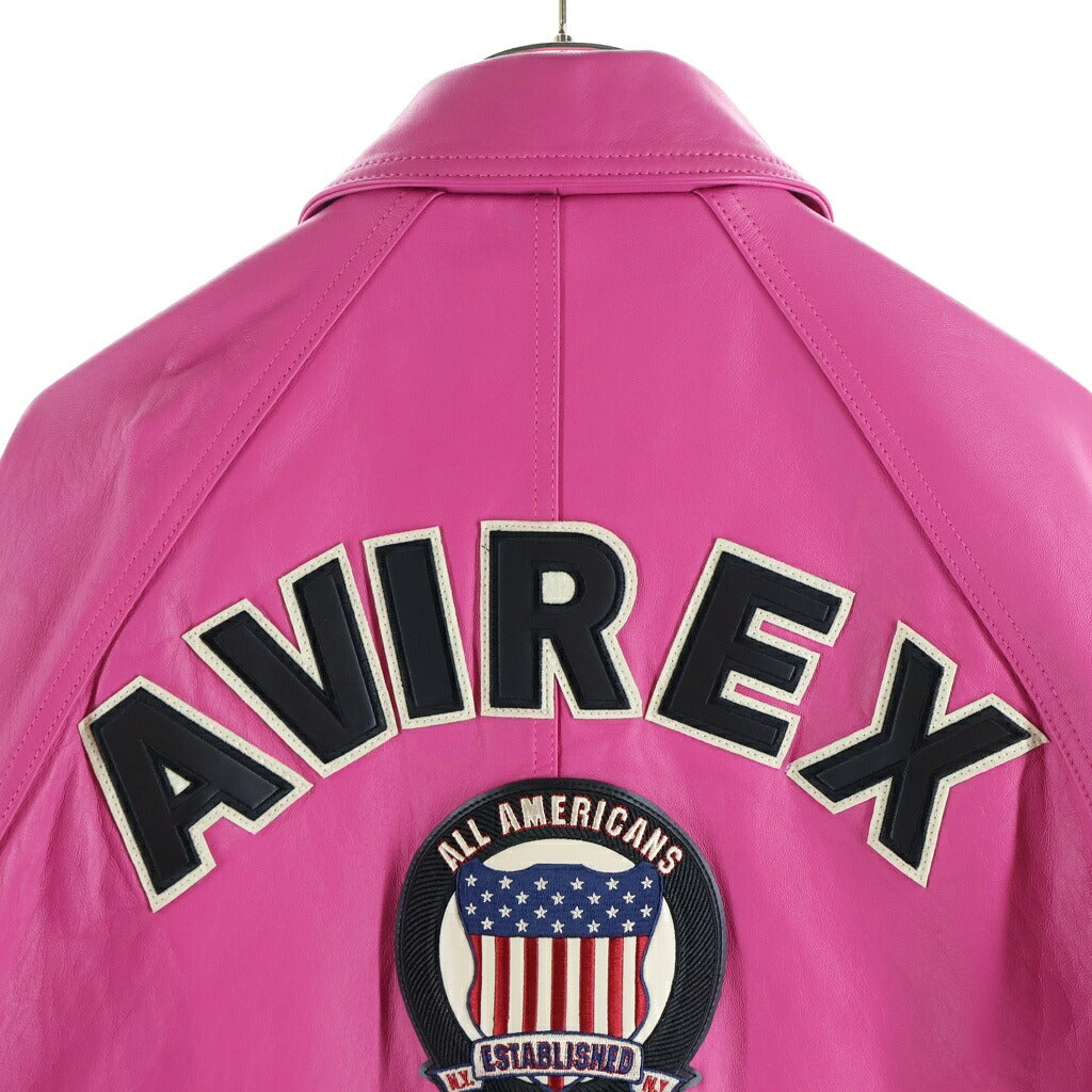 AVIREX(アヴィレックス) LIGHT SIGNATURE VARSITY JACKET 783-4950016 ジップアップ ライト シグネチャー バーシティ ジャケット ピンク
