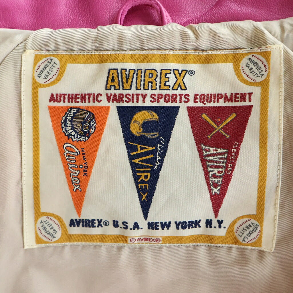 AVIREX(アヴィレックス) LIGHT SIGNATURE VARSITY JACKET 783-4950016 ジップアップ ライト シグネチャー バーシティ ジャケット ピンク