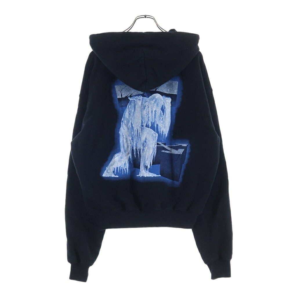 OFF-WHITE(オフホワイト) ICE MAN OVER HOODIE アイスマン 両面プリント オーバーサイズ プルオーバースウェットパーカー フーディ ブラック OMBB037R19B97001