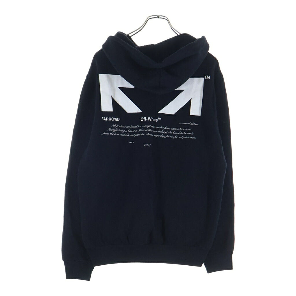 OFF-WHITE(オフホワイト) 18AW ARROW HOODIE ハーフアロープリント プルオーバースウェットパーカー フーディ ブラック OMBB029F18A54128